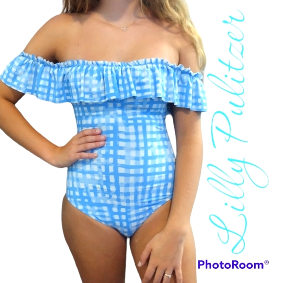 Lilly Pulitzer Other - Lilly Pulitzer 2 plaid one piece fiesta swimsuit baby blue vacation